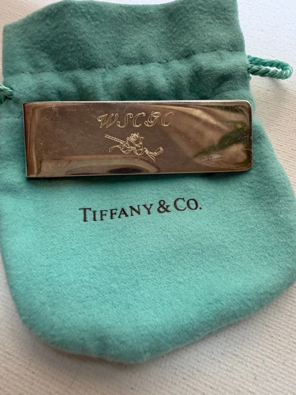 Tiffany & Co. Sterling Silver 925 Money Clip w/Pouch engraved WSCGC
